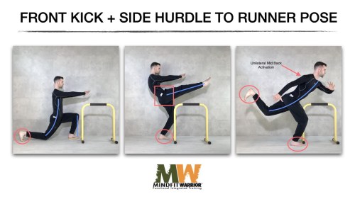 MW Front Kick + Side Hurdle to Runner Pose